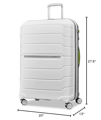 Samsonite Freeform 28-Inch Large Luggage with Dual 360° Spinner Wheels - Checked Suitcase - TSA Lock, Airline-Approved - Lightweight Durable Polypropylene Expandable Hardshell - White/Grey