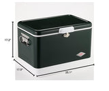 Coleman Vintage 54qt Steel Belted Cooler, Keeps Ice Up to 4 Days, 85-Can Capacity Hard Cooler with Drain & Have-A-Seat Lid