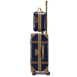 World Traveler Gatsby Vintage Style 2-Piece Hardside Carry-On Retro Train Case Spinner Luggage Set - Navy