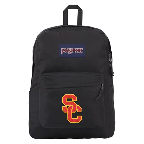 JanSport NCAA Officially Licensed Backpack, USC Trojans, Superbreak Plus with Padded 15'' Laptop Sleeve, Spacious Computer Bag for Men & Women, Durable Daypack with Bottle Pocket, Black
