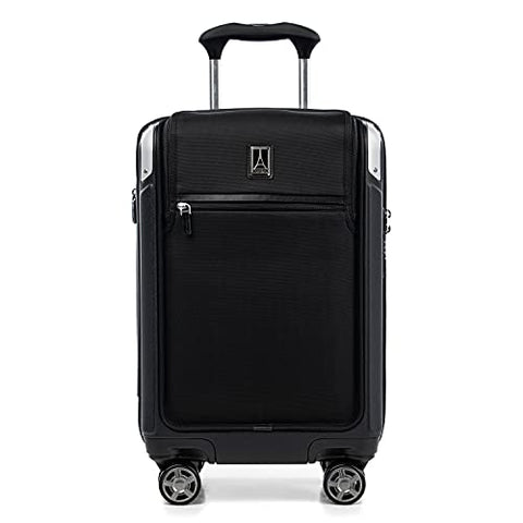 Travelpro Platinum Elite Hardside Expandable Carry on Luggage, 8 Wheel Spinner, TSA Lock, Hard Shell Polycarbonate Suitcase, Shadow Black, Compact Carry on Laptop Pocket 20-Inch