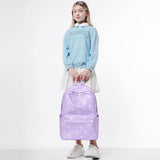 Kimwadalh Bow Backpack for Girls, Purple Girls Schoolbag with Large Capacity School Bookbag for Elementary High School