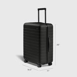 Away Medium Checked Luggage, Lightweight Hard Shell Suitcase with Spinner Wheels, Durable Rolling Luggage, TSA Lock, 26 Inch, Jet Black