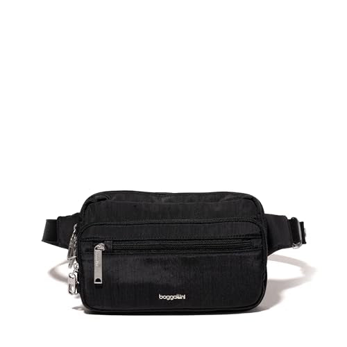 Baggallini Securtex Anti-theft Belt Bag 8.8"x5.5" Crossbody Fanny Pack for Women RFID Wallet Locking Zipper Travel Purse