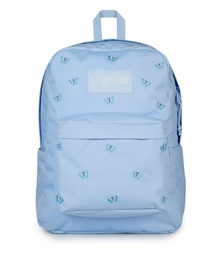 JanSport Superbreak Plus FX Backpack - Work, Travel, or Laptop Bag with Water Bottle Pocket, Superbreak Plus Fx, Tiny Butterflies Hydrangea/Md Bl