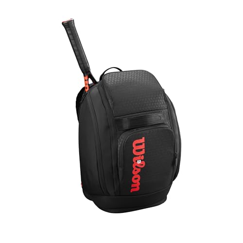 WILSON Clash V3 Super Tour Tennis Backpack - Black/Infrared, Holds up to 2 Rackets