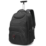 Boavan Rolling Backpack,17 inch Water Resistant Wheeled Backpack,Carry on Luggage Business Bag, Overnight College Computer Trolley Suitcase for Men Women Adults to Travel，Black