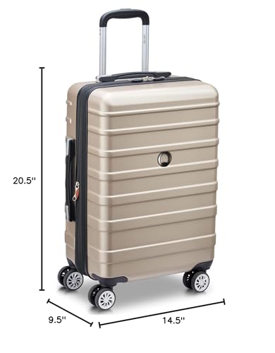 DELSEY PARIS Margot Hardside Luggage, Dual Wheel Spinners for Smooth Travel, Expandable with Spacious & Organizable compartments, Men and Women, Gold, Carry-On 20-Inch