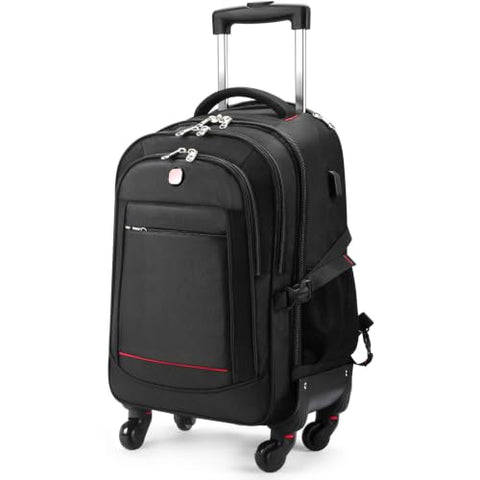 star cloud 4-Wheel Checked Rolling Backpack Extra-Large Roller Travel Laptop Backpack for Business, Water-Resistant Luggage, Backpack with Wheels for Commuting