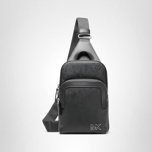 Michael Kors Edison Medium Double Zip Sling Pack, Black Hardware/Black