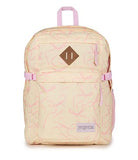 JanSport Main Campus Backpack - Travel or Work backpack w 15-Inch Laptop Sleeve and Dual Water Bottle Pockets, Rows Of Bows Natural/Pink Ice