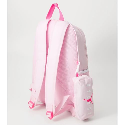 Jordan Light Pink Backpack with Bright Pink Logo, Zip Closure, Front Pocket and Pencil Case Included | Unisex Back to School Backpack