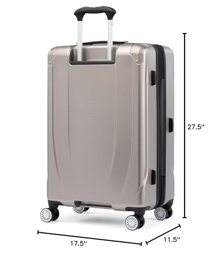 Travelpro Pathways 3 Hardside Expandable Luggage, 8 Spinner Wheels, Lightweight Hard Shell Suitcase, Checked Medium 25 Inch, Champagne