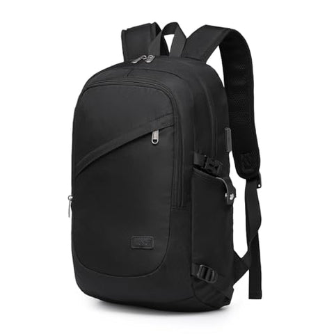Kono Travel Laptop Backpack with USB Charging Port, Business Anti Theft Slim Sturdy Personal Item Bag, Water Resistant College Computer Daypack for Men & Women Fits 15.6 Inch Notebook, Black