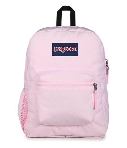 JanSport Cross Town Backpack - Simple Bag for Everyone with 1 Main Compartment, Front Utility Pocket - Premium Class Accessories - Pink Ice