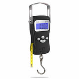 AWS Digital Luggage Scale, Fish Weighing Scale, Hanging Scale 110lb/50kg – Die-Cast Metal Construction, Built-in Tape Measure, Hook & Handle – for Travel, Fishing, Archery, Hunting, Outdoor (Black)