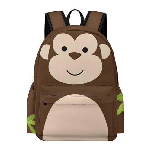 Fiwsuyr Monkey Backpack for Boys Kids Girls School Bag 16 Inch Cartoon Monkey Bookbag Travel Backpack, Casual Commuter Backpack