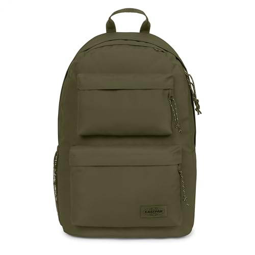 EASTPAK Padded Double – 24L Squared Backpack with Dual Front Pockets, 13” Laptop Sleeve, Bottle Holder & Padded Straps, Dark Grass
