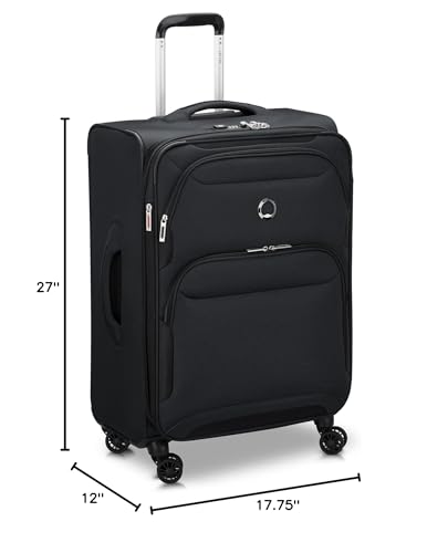 DELSEY PARIS Sky Max 2.0 Softside Expandable Luggage with Spinner Wheels, Black, Checked-Medium, 24 Inch