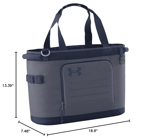 Under Armour Cooler Tote Bag. Insulated with Expandable Top. Fits 30 Cans + Room for Ice, Gravel Grey