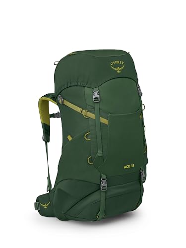 Osprey Ace 38L Kids' Backpacking Backpack, Green Canopy