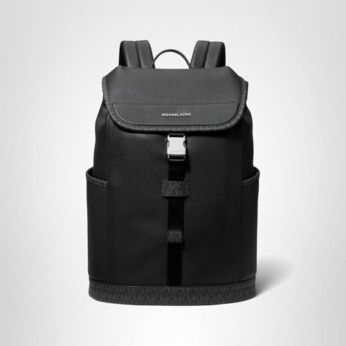 Michael Kors Men's Hudson Slim Flap Backpack, Black, One Size
