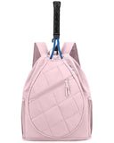 ecosmile Drawstring Backpack Sports Gym Bag, Puffer Tennis Racket Bag with Shoe Compartment & Wet Pocket Pickleball Badminton Bag for Women (Pink)