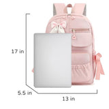 RTGNEI Girls High Middle School Backpack with Bows for Kids Kawaii Coquette Bookbag 5-12