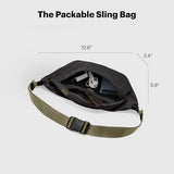 Away Packable Sling Bag - Versatile Lightweight Crossbody Bag for Travel, Water Resistant Waist Pack for Women & Men, Ideal Foldable Travel Essential, Jet Black