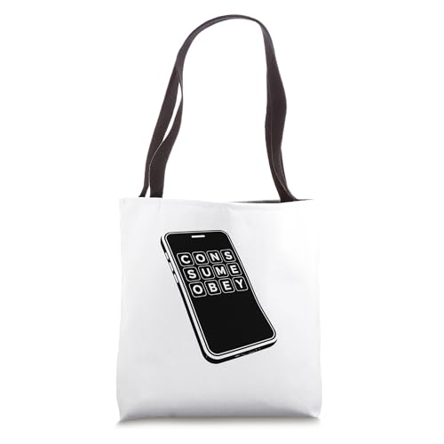 Consume Obey Dystopian Phone Doom Scrolling Digital Cult Tote Bag