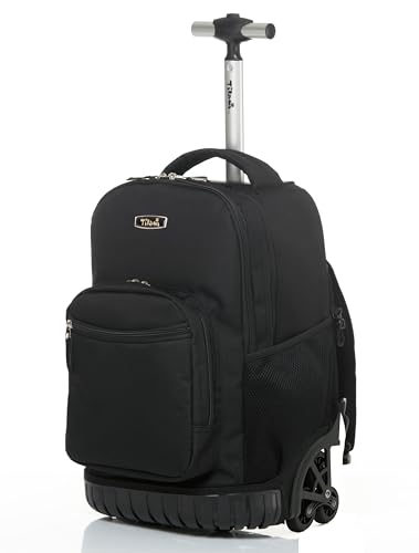 NEW TILAMI 18-Inch 6-Wheel Rolling Backpack for School, Black