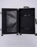 PORTAR Aluminum Checked Luggage, Anodized Aluminum and Leather Handles, Lunar Silver