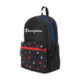 Champion Kids' Merit Backpack with Padded Straps, Water Bottle Pocket and Laptop Compartment for Daily Use, Black Combo, One Size