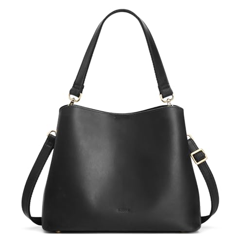S-ZONE Leather Crossbody Bags for Women Shoulder Bag Multi Compartments Bucket Purses