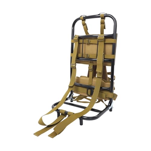 Deroanke Backpack Frame, 132lbs Capacity Aluminum Alloy Hiking/Hunting Pack Frame, External Frame Hiking Backpacks for Mountaineering, Camping (Khaki, 14.57 x 9.84 x 27.56 inch)