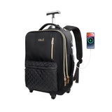 Tilami Rolling Backpack for Women, Carry on Laptop Backpacks with Wheels, 40L Roller Backpack for Travel,Black