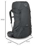 Osprey Rook 65L Men's Backpacking Backpack, Dark Charcoal/Silver Lining