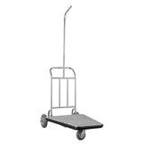 VEVOR Luggage Cart, 600 LBS Load Capacity, 3 Wheel Stainless Steel Bellman Cart, Valet Kart with Grey Carpeted Deck and Rubber Wheels, Ideal for Convention Centers, Hotels, Rental Properties, Silver