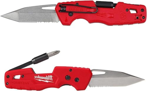 Milwaukee FASTBACK Folding Utility Knife w/Blade Multifunctionality, Red-black | Backpacks4Less