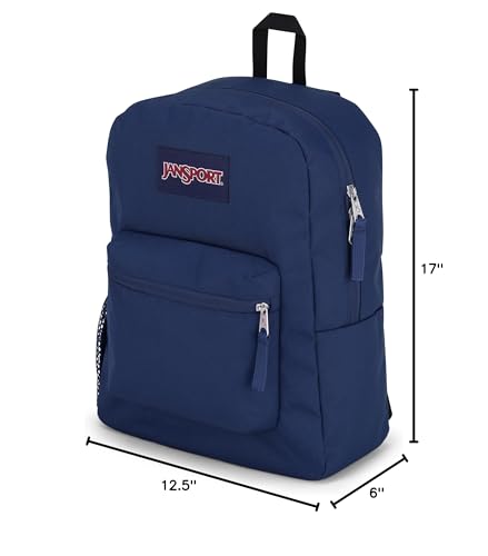 JanSport Cross Town Backpack 17" x 12.5" x 6" - Simple Bag for Everyone with 1 Main Compartment, Front Utility Pocket - Premium Class Accessories - Navy