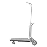 VEVOR Luggage Cart, 600 LBS Load Capacity, 3 Wheel Stainless Steel Bellman Cart, Valet Kart with Grey Carpeted Deck and Rubber Wheels, Ideal for Convention Centers, Hotels, Rental Properties, Silver