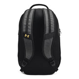 Under Armour Unisex-Adult Hustle 6.0 Backpack, (005) Black Full Heather/Black/Metallic Gold, One Size Fits Most