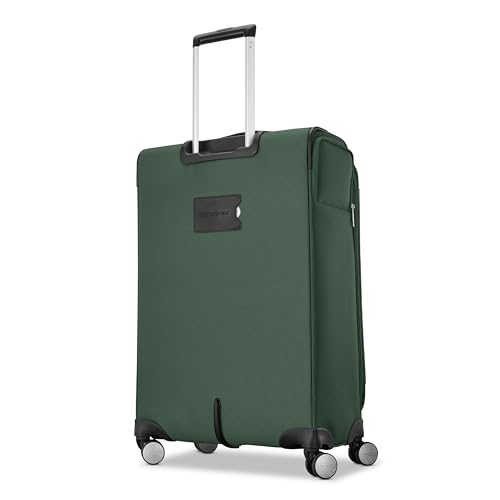 Samsonite Soft-Sided 25-Inch Lightweight Medium Checked Expandable Element Suitcase: Durable, 360° Spinner Wheels, Adjustable Telescopic Handle, 2 Front & 1 Side Pocket- Bistro Green