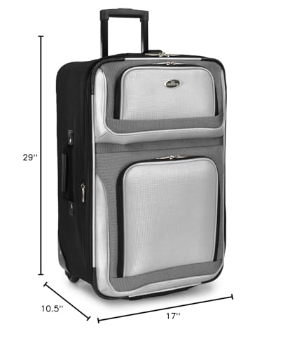U.S. Traveler New Yorker Lightweight Expandable Rolling Luggage, Gray, 4-Piece Set