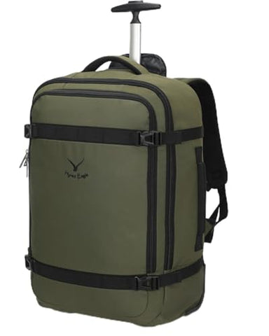 Hynes Eagle Rolling Backpack 42L Backpack with Wheels Airline Approved Carry on Luggage Laptop Travel Suitcase Bag for Women Men Dark Green