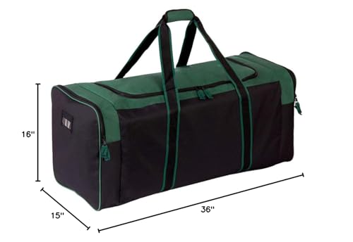 Jetstream Heavy Hockey Bag | Duty Multi Pocket Travel Duffel Bag | Large Sports Gym Equipment with Water Repellency | Foldable Luggage Bag with Padded Handles For Camping (36 Inch, Green)