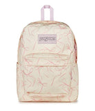 JanSport SuperBreak Plus Backpack with Padded 15-inch Laptop Sleeve and Integrated Bottle Pocket - Spacious and Durable Daypack for Work and Travel, Rows Of Bows Natural/Pink Ice