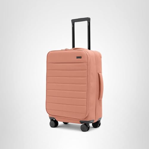 Away Softside Carry-On Suitcase, 22 Inch Expandable High-Strength Nylon Luggage With Spinner Wheels, Meets Requirements for Most Major Airlines, Clay Pink