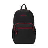 Champion Phase Laptop Backpack with Padded Adjustable Straps, Water Bottle Pockets for Work, Travel, Commute, Black/Pomegranate, One Size