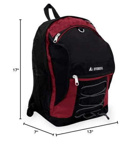 Everest Two-Tone with Mesh Pockets Multipurpose Backpack, Burgundy/Black